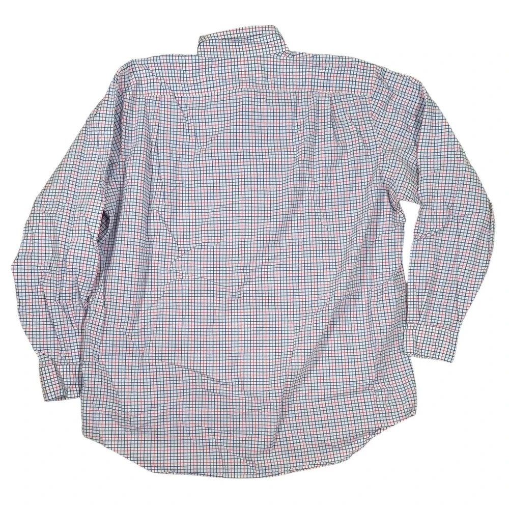 Polo Ralph Lauren Mens XLT Tall Cotton Stretch Check Button Down Shirt Blue Pink